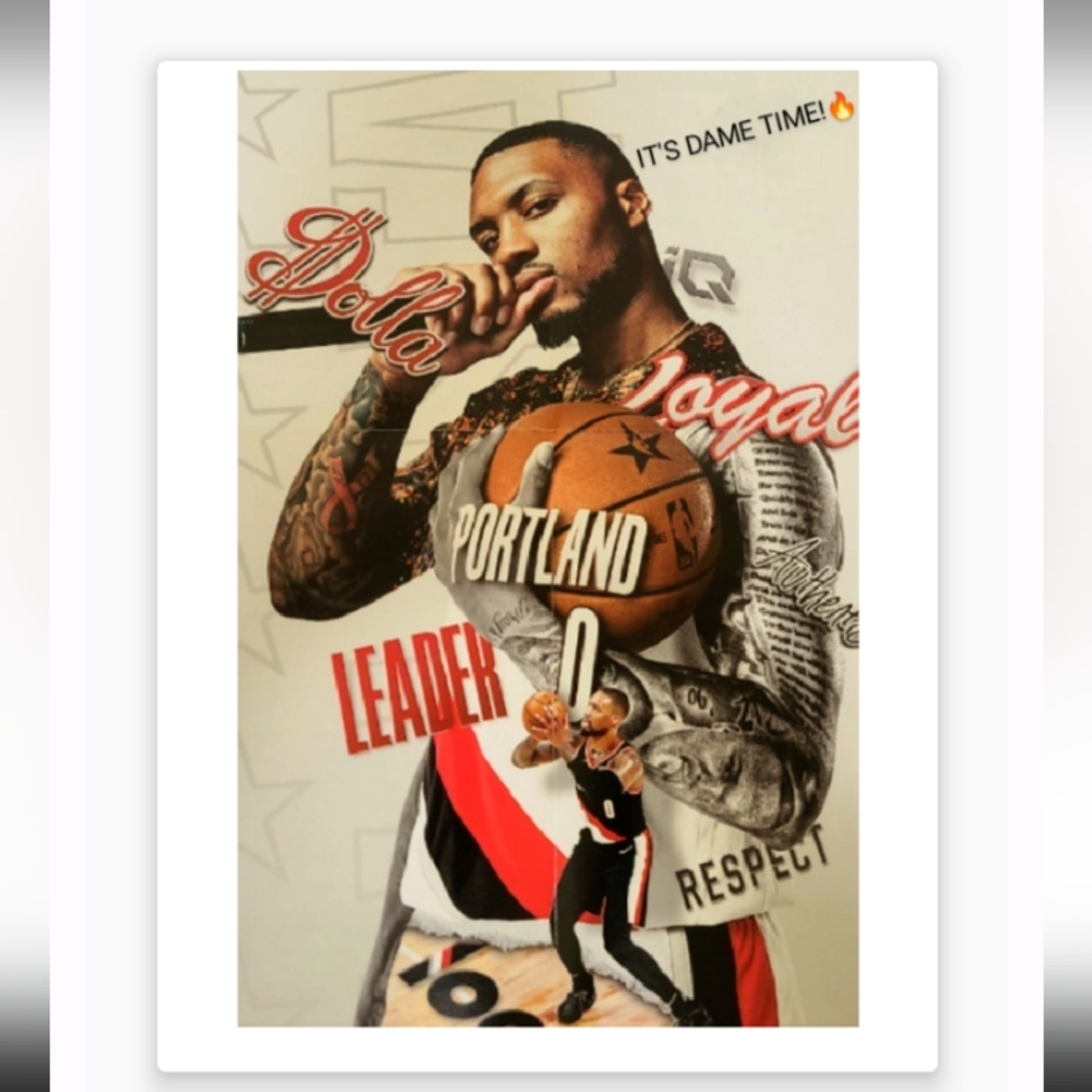 NEW! DAMIAN LILLARD BLAZERS🔥🔥SELF CREATED GLOSSY ART 8.5x11 BASKETBALL POSTER!